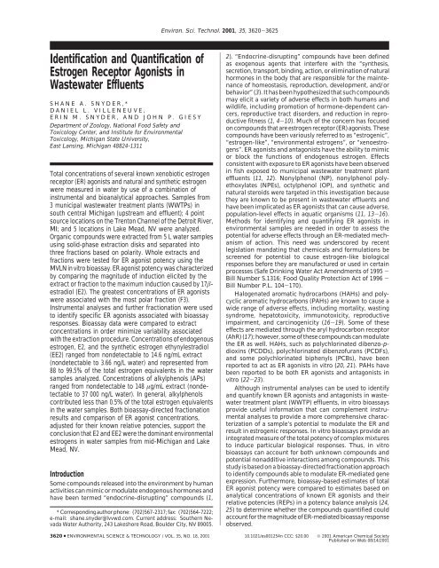 Identification and Quantification of Estrogen Receptor Agonists in ...