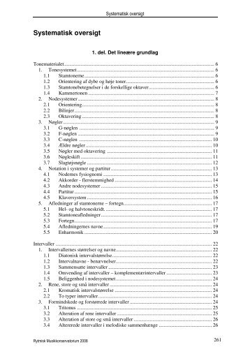 Systematisk oversigt - Rytmisk Musikkonservatorium