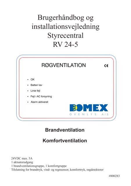 Brugerhåndbog og installationsvejledning Styrecentral RV ... - Domex