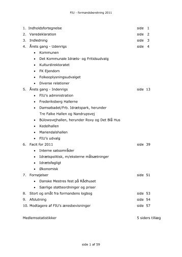 1. Indholdsfortegnelse side 1 2. Varedeklaration side 2 3. Indledning ...