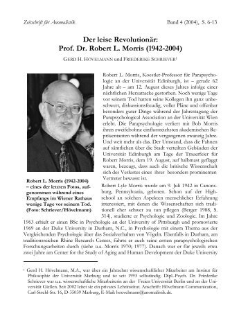 Der leise Revolutionär: Prof. Dr. Robert L. Morris (1942-2004)