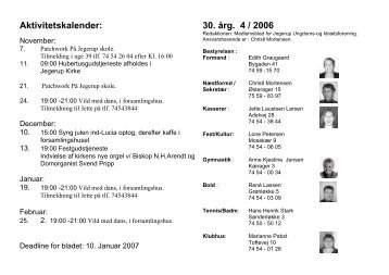 Aktivitetskalender: 30. årg. 4 / 2006 - Jegerup