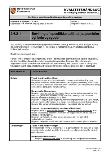 Bevilling af specifikke udlånshjælpemidler - Høje-Taastrup Kommune