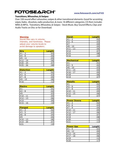 Transitions, Whooshes, & Swipes Over 330 sound effect whooshes ...