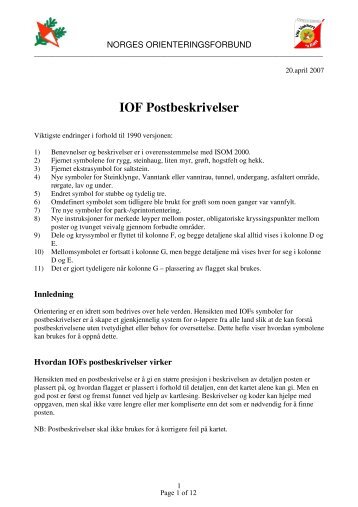 IOF Postbeskrivelser - Norges Orienteringsforbund