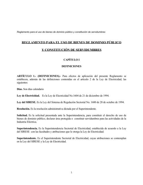 reglamento para el uso de bienes de dominio público y constitución ...