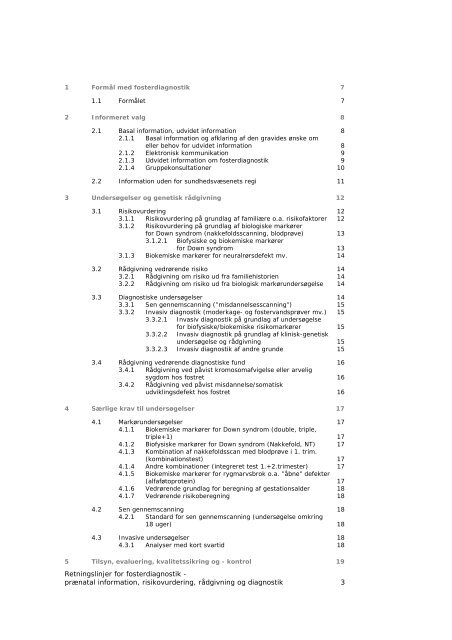 Retningslinjer for fosterdiagnostik - Sundhedsstyrelsen