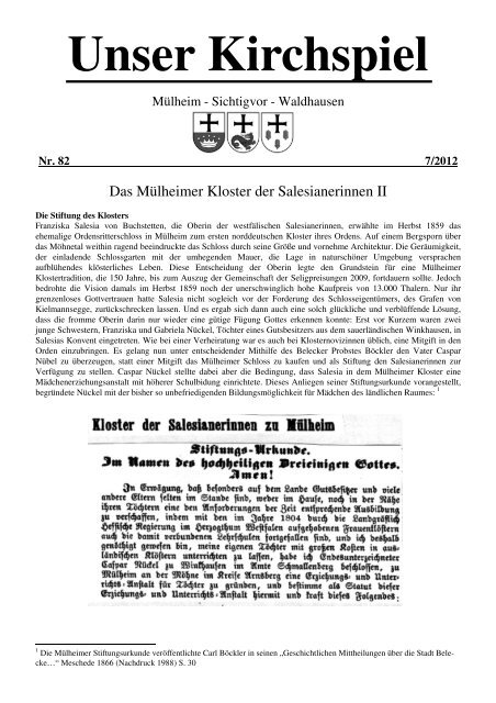 82 . Das Muelheimer Kloster der Salesianerinnen II - Sichtigvor