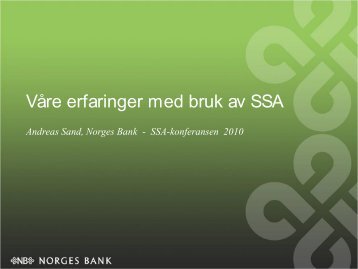 Norges Banks erfaringer med bruk av SSA - Difi