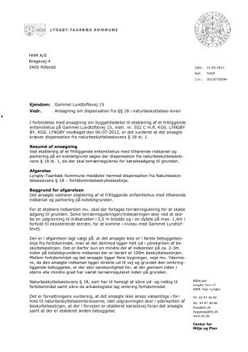 Afgørelsen kan ses her - Lyngby Taarbæk Kommune