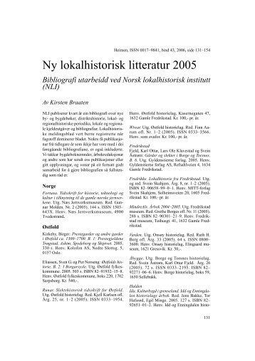 NLI-bibliografi 2005.fm - Lokalhistorie.no