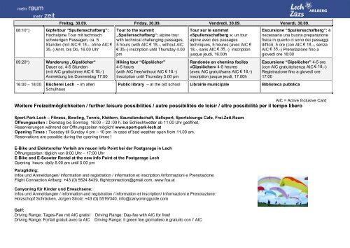 wochenprogramm / weekly programme / le programme ... - Lech-Zürs