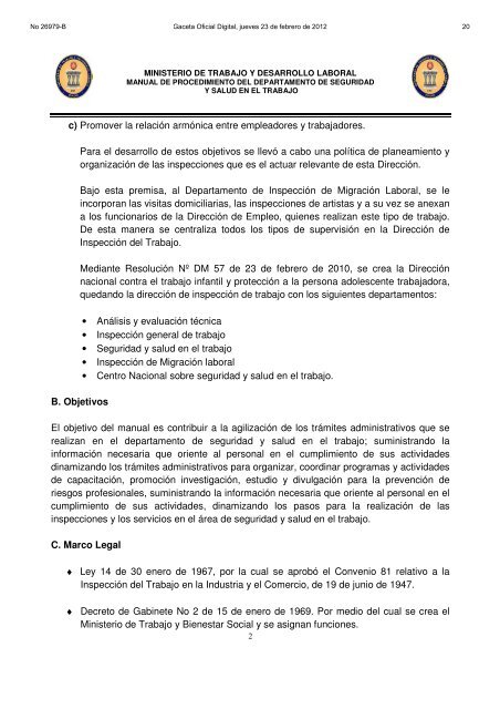 Gaceta Oficial Digital, jueves 23 de febrero de 2012