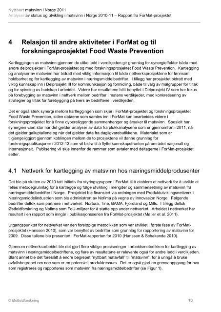 Rapport: Nyttbart matsvinn i Norge 2011 - NHO Mat og Drikke