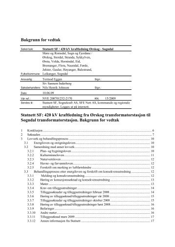 Bakgrunn for vedtak notat 20090610 (.pdf) - Statnett