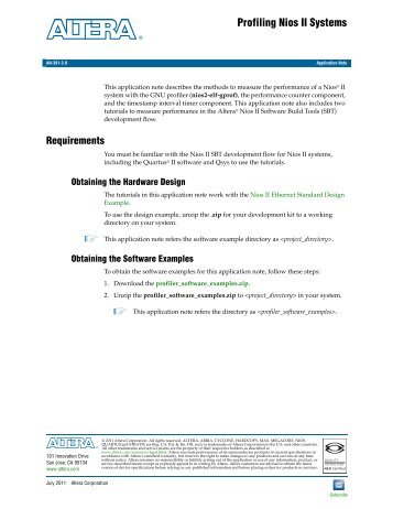 Profiling Nios II Systems Application Note 391 - Altera