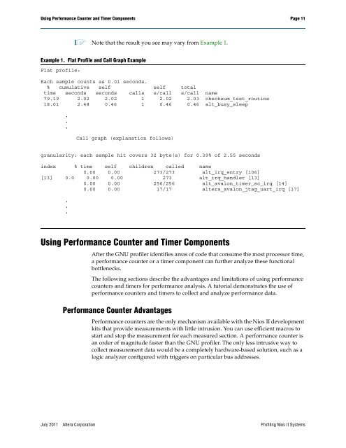 Profiling Nios II Systems Application Note 391 - Altera