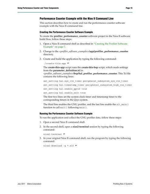 Profiling Nios II Systems Application Note 391 - Altera