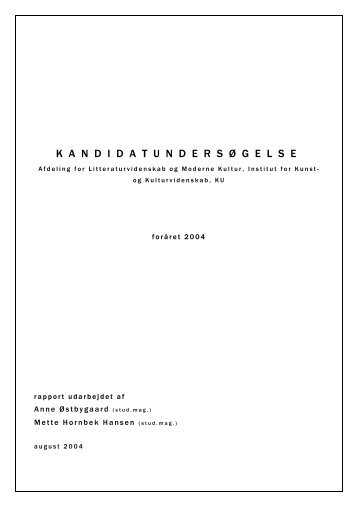 Afdelingen for Litteraturvidenskab og Moderne Kultur - Københavns ...