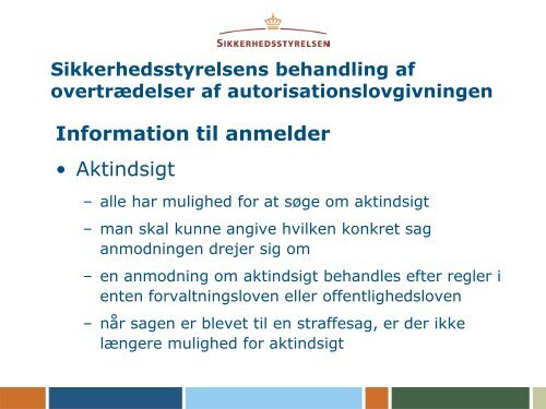 Nyt fra Sikkerhedsstyrelsen Autorisationslovgivning og indsats ved ...