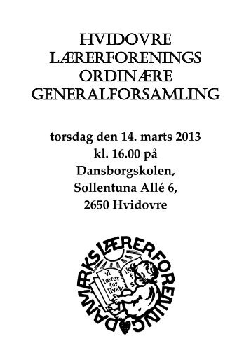 Beretning 2012 - Hvidovre Lærerforening