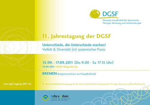 11. Jahrestagung der dgsf 15.09. - 17.09.2011 - Ochs und Orban