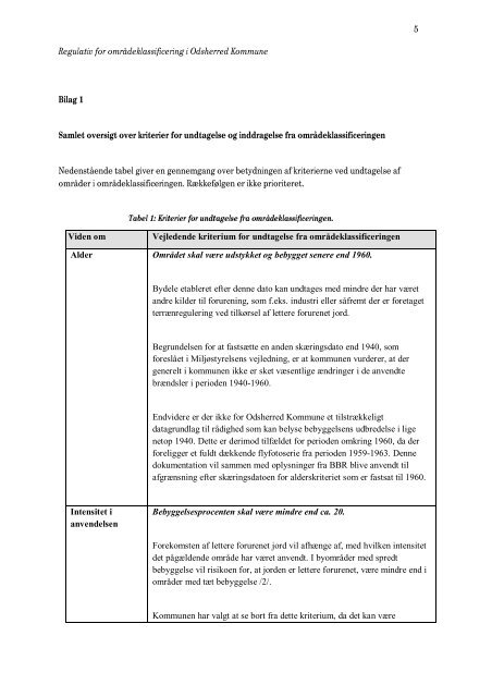 Regulativ for områdeklassificering.pdf - Odsherred Kommune