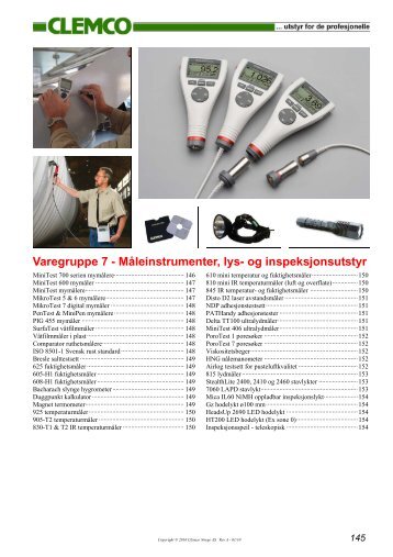 Måleinstrumenter, lys- og inspeksjonsutstyr - Clemco Norge AS