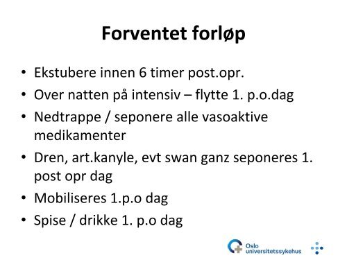 Postoperativ sykepleie etter hjertekirurgi - Intensivt i Oslo