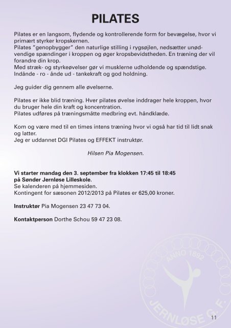 Program for 2012/2013 - Jernløse Gymnastikforening