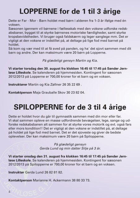 Program for 2012/2013 - Jernløse Gymnastikforening