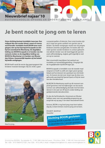 Je bent nooit te jong om te leren - Stichting BOON