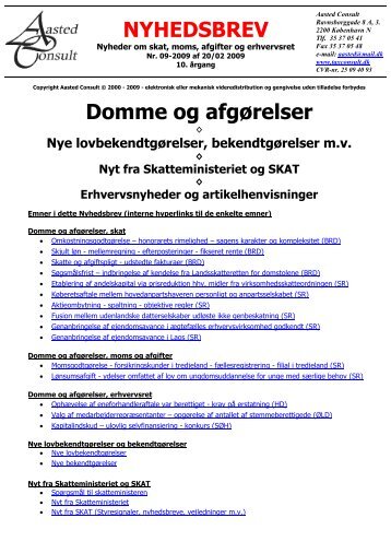 Domme og afgørelser NYHEDSBREV - Aasted Consult