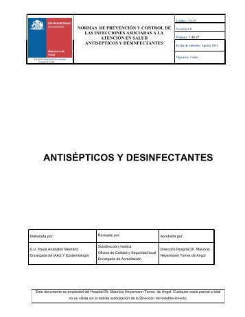 USO ANTISEPTICOS Y DESINFECTANTES.pdf - Hospital Dr ...