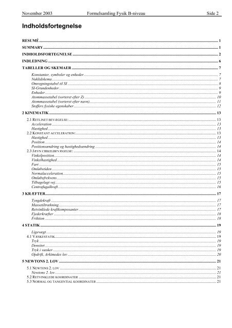 Formelsamling B-niveau projekt [pdf] - sorenr.dk