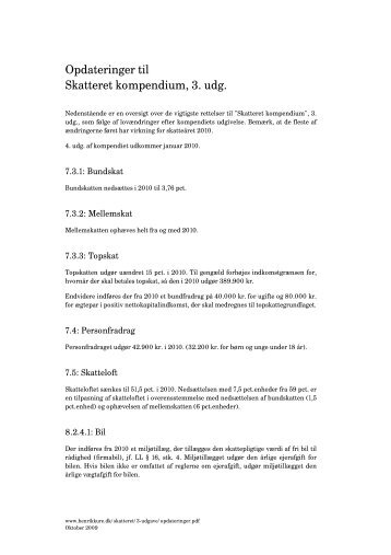 Opdateringer til Skatteret kompendium, 3. udg. - Henrik Kure