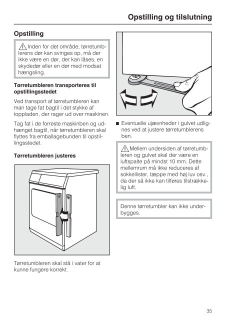 Brugs- og opstillingsanvisning udluftningstørretumbler PT 5136