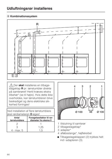 Brugs- og opstillingsanvisning udluftningstørretumbler PT 5136