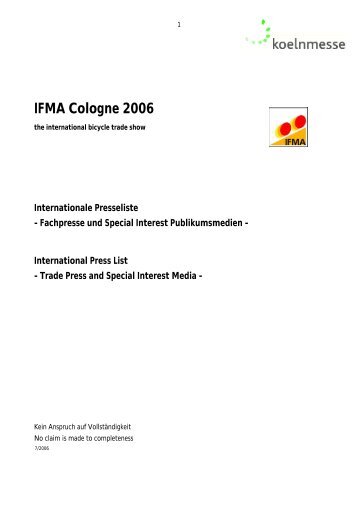 Download IFMA Fachpresseliste - Biber Design
