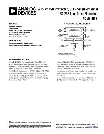 ADM3101E ±15 kV ESD Protected, 3.3 V Single ... - Analog Devices