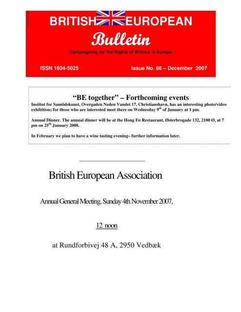 Bulletin - The British European Association (Denmark)