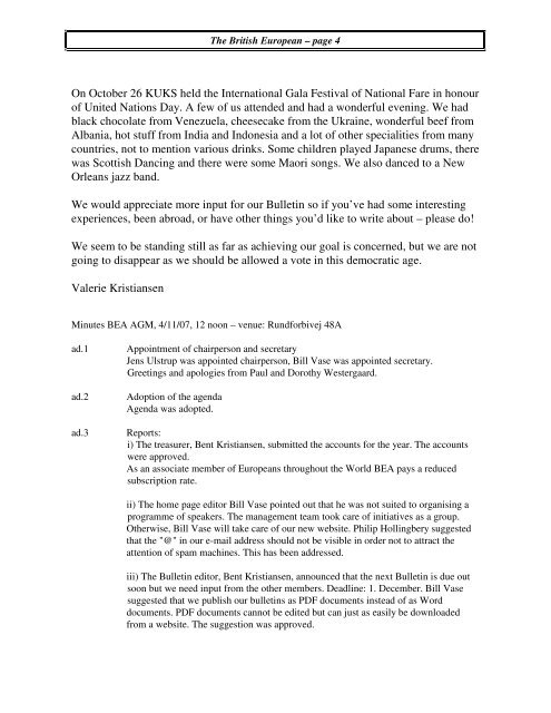 Bulletin - The British European Association (Denmark)
