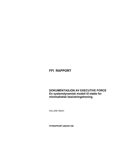 Norsk rapport - FFI rapporter - Forsvarets forskningsinstitutt