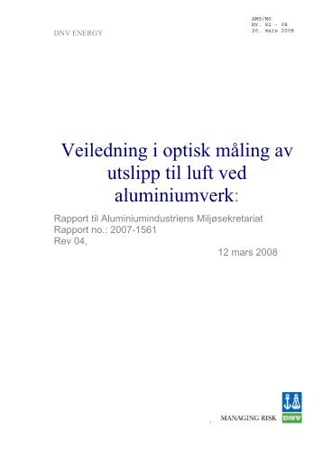 Veiledning i optisk måling av utslipp til luft ved aluminiumverk: