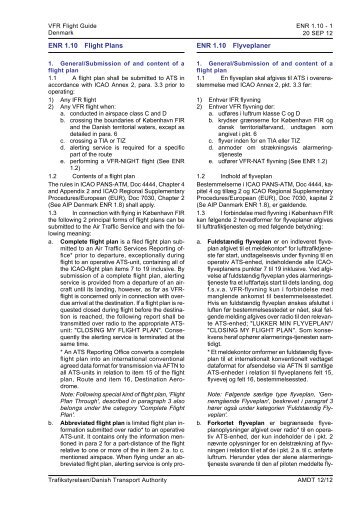 ENR 1.10 Flight Plans ENR 1.10 Flyveplaner - Trafikstyrelsen