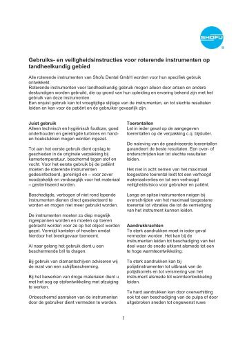 Gebruiks- en veiligheidsinstructies voor roterende ... - Shofu