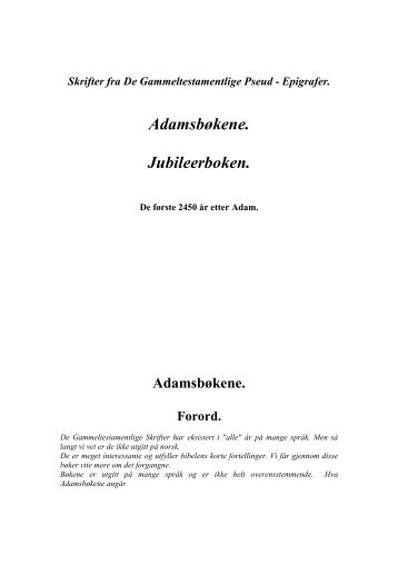 Adamsbøkene. Jubileerboken.