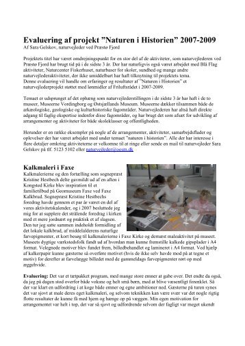 Evaluering af projekt ”Naturen i Historien”