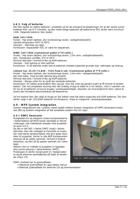 DMFC modul for intern transport og mobile anlæg