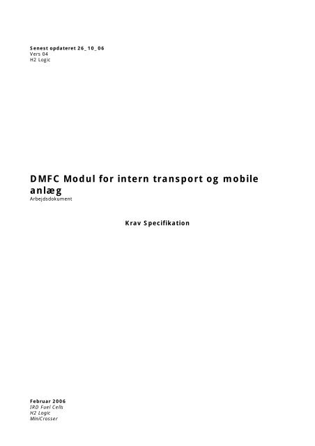 DMFC modul for intern transport og mobile anlæg